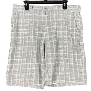 PGA Tour Shorts Mens 34 Gray Plaid Golf Performance Moisture Wicking Golfcore